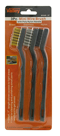 3-Piece Mini Brass Steel and Nylon Wire Brush Set - Valley TOOLS