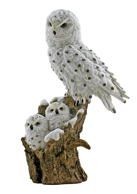 ''11'''' Woodland Owl with Owlets Poly Resin Statue FIGURINE''