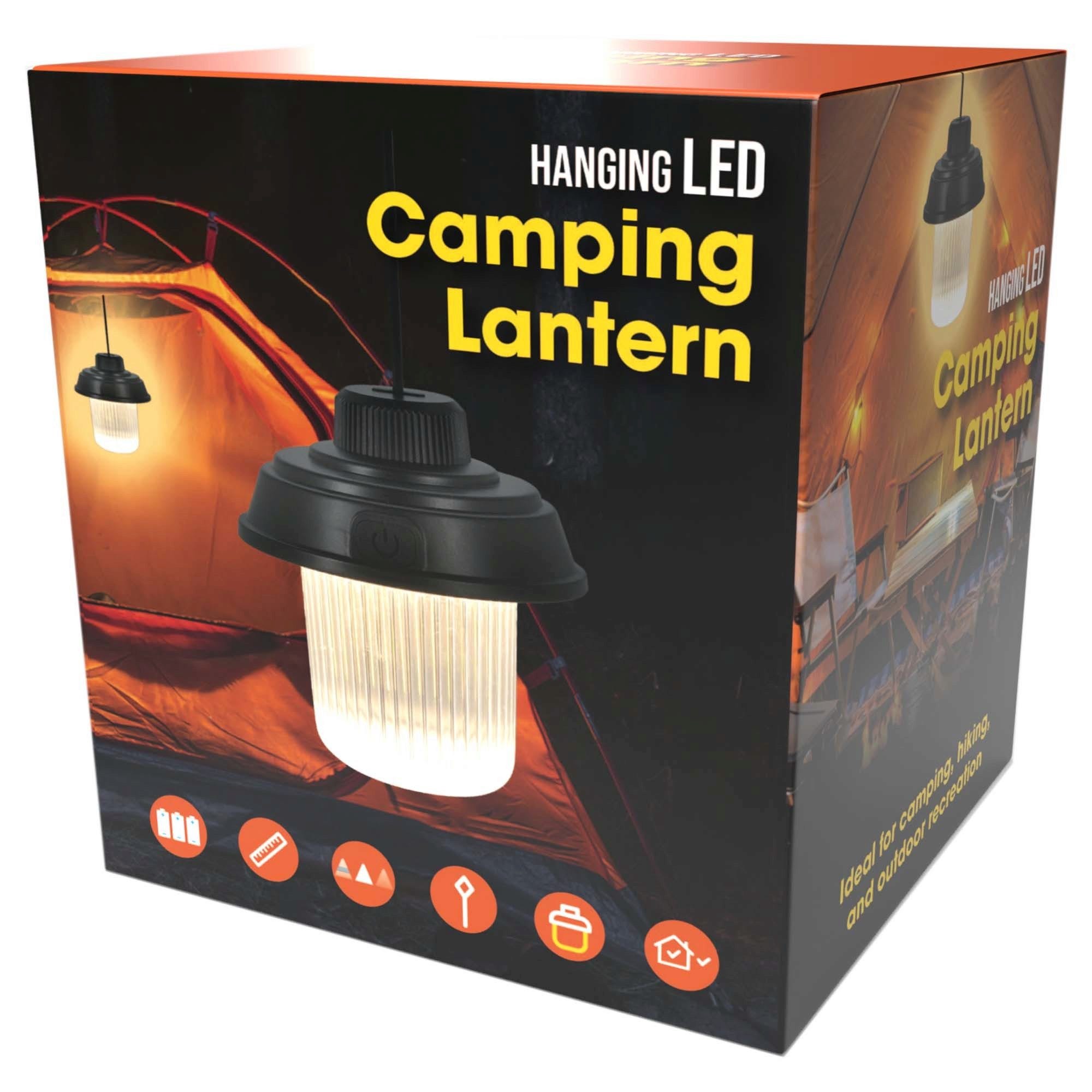 Battery-Operated White LED Hanging Camping Lantern - Qty 6