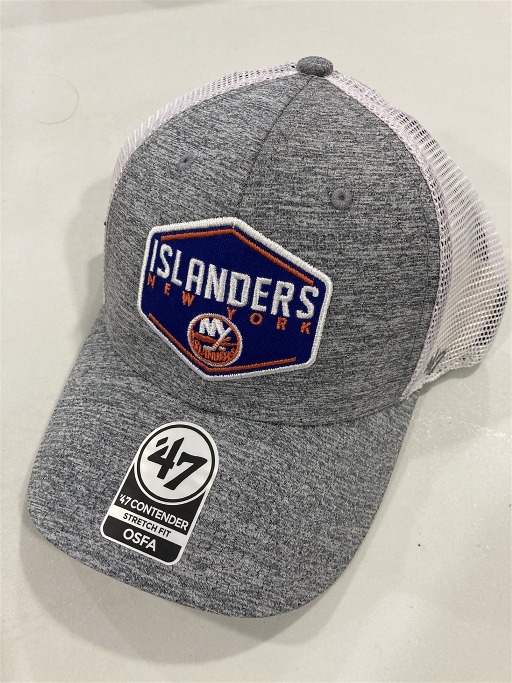 NEW York Islanders NHL Gray Hitch Contender Stretch Fit Mesh Hat - One Size ''NEW''