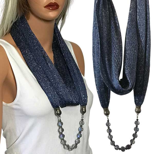 2903 - Metallic Scarf w/JEWELRY - Fishnet - Dark Blue (#16)