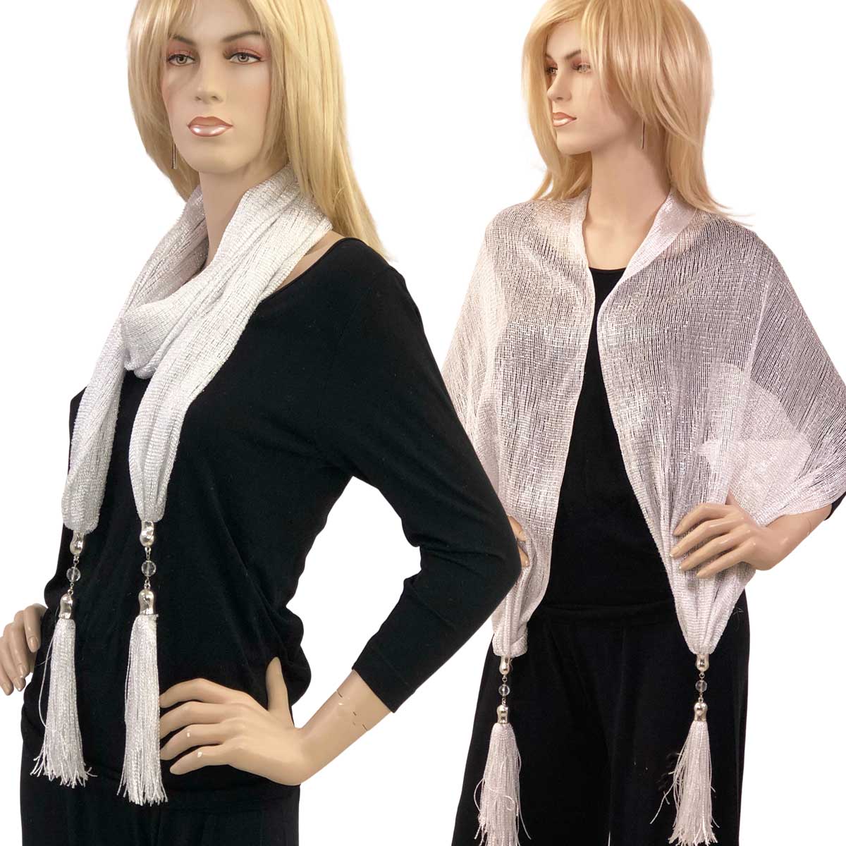 2904 - Metallic JEWELRY Scarves - Mesh - Platinum