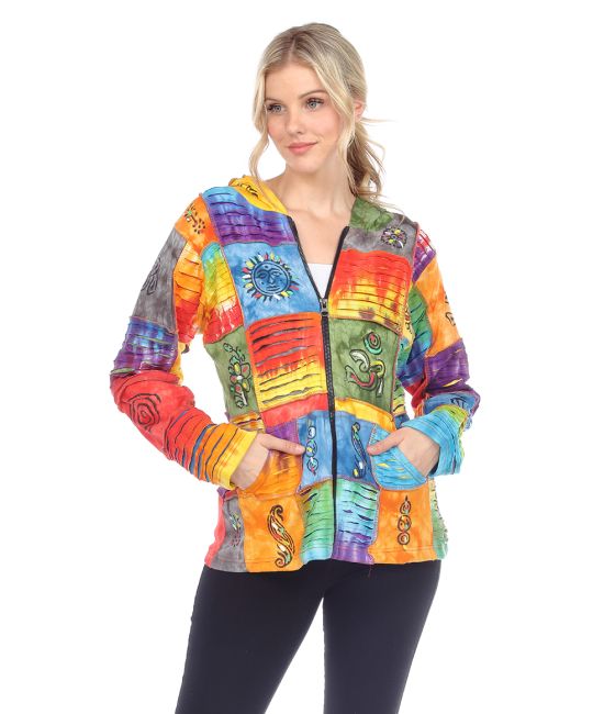 Hippie Square Patched Hoodie